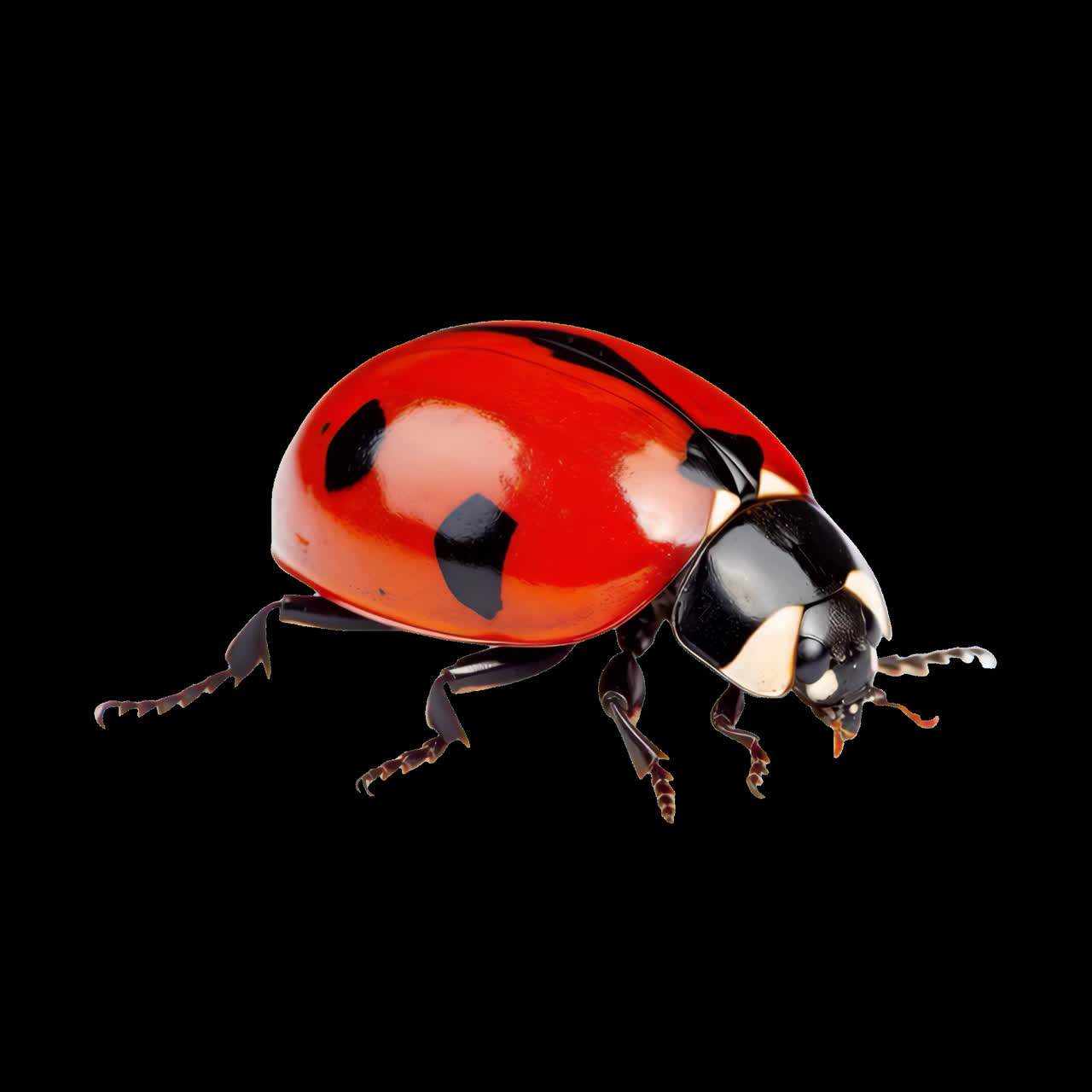 Vibrant ladybug animation isolated asset, transparent 4K video, alpha channel, ProRes 4444