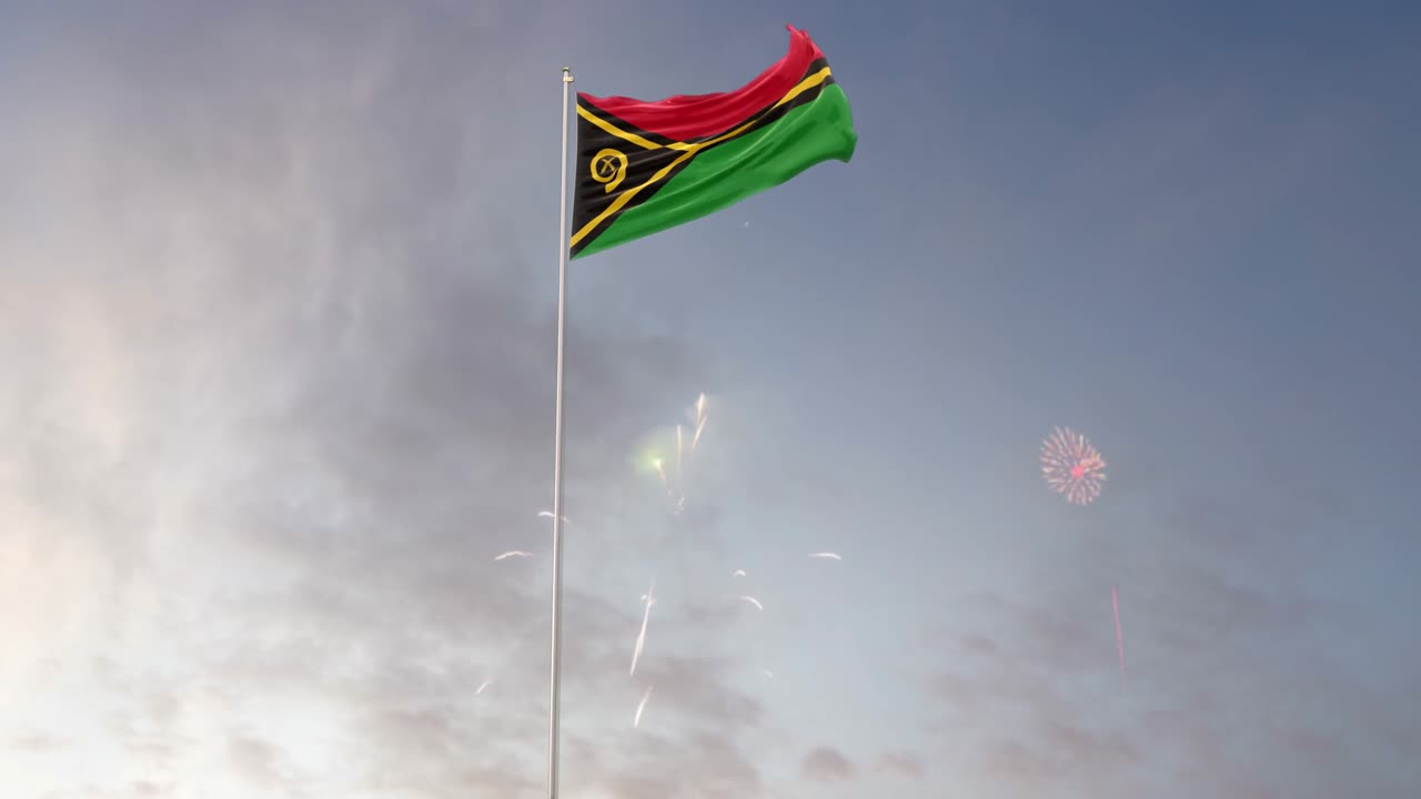 Venezuela Flag With Fireworks Background