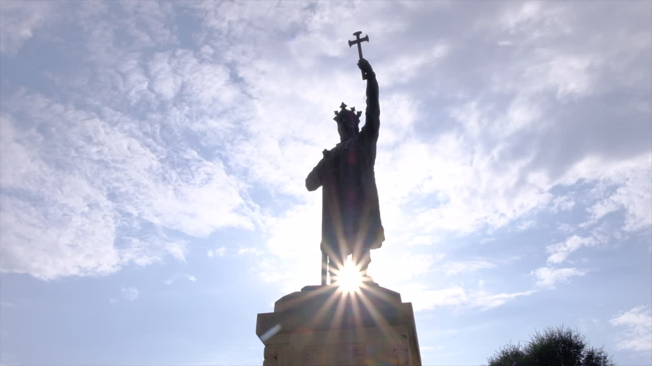 Chisinau, Moldova - August 18, 2021: Stephen the Great Monument in the city centre