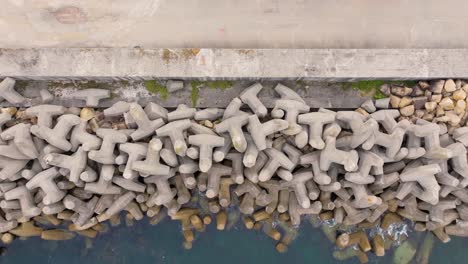 aerial view of concrete tetrapod breakwater