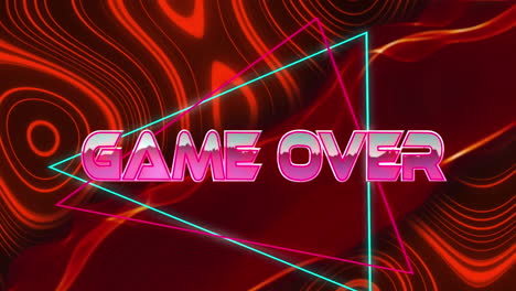 animación del efecto glitch sobre el juego sobre el banner de texto contra la onda digital roja sobre fondo negro.