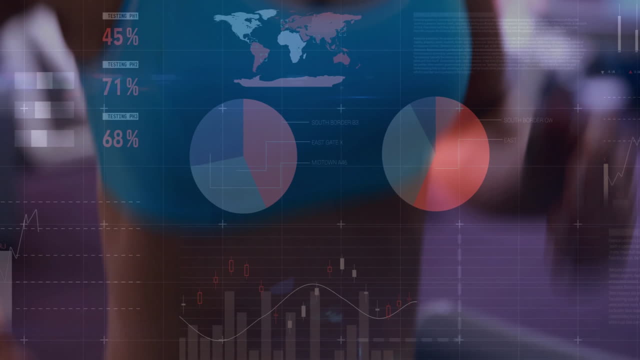 animación de análisis de datos globales sobre personas diversas en el entorno empresarial