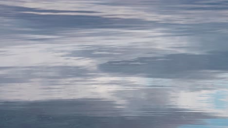 low waves roll on the glassy surface of the water