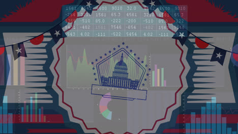 Animation-Amerikanischer-Flaggen-Mit-Statistikverarbeitung