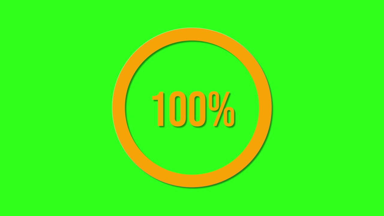 Circular percentage bar animation progresses smoothly from 16% to 100% over a vivid green background