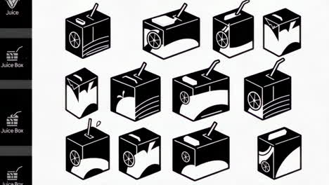 black and white juice box icons collection
