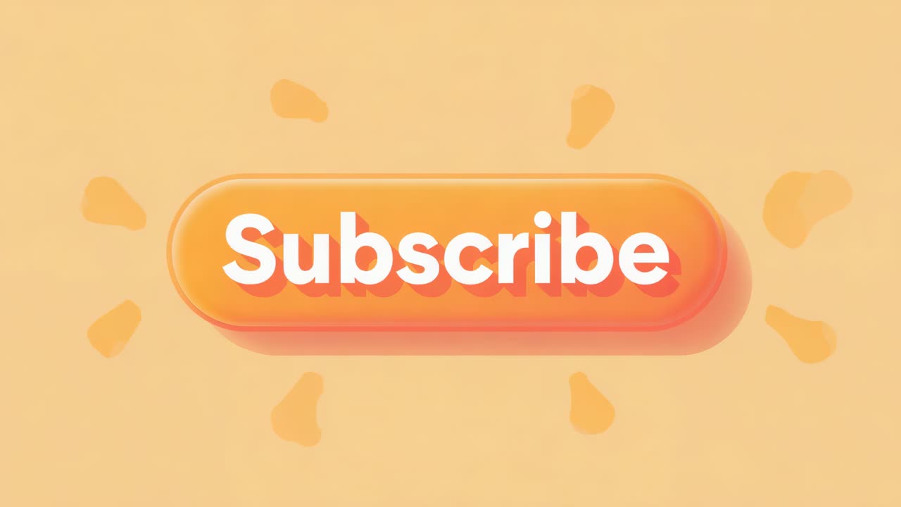 Clicking cursor and fingertip tapping subscribe button on peach UI, turning into check to subscribe