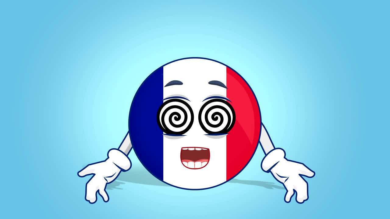 icono de dibujos animados bandera de francia hipnosis con animación facial con alfa mate