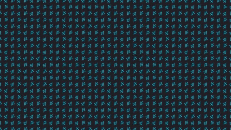 Loopable abstract animated background with small rotating triangles and zig zagging lines tiled on a dark grey background in bright teal color scheme