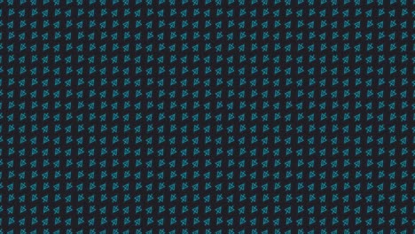 loopable abstract animated background with small rotating triangles and zig zagging lines tiled on a dark grey background in bright teal color scheme