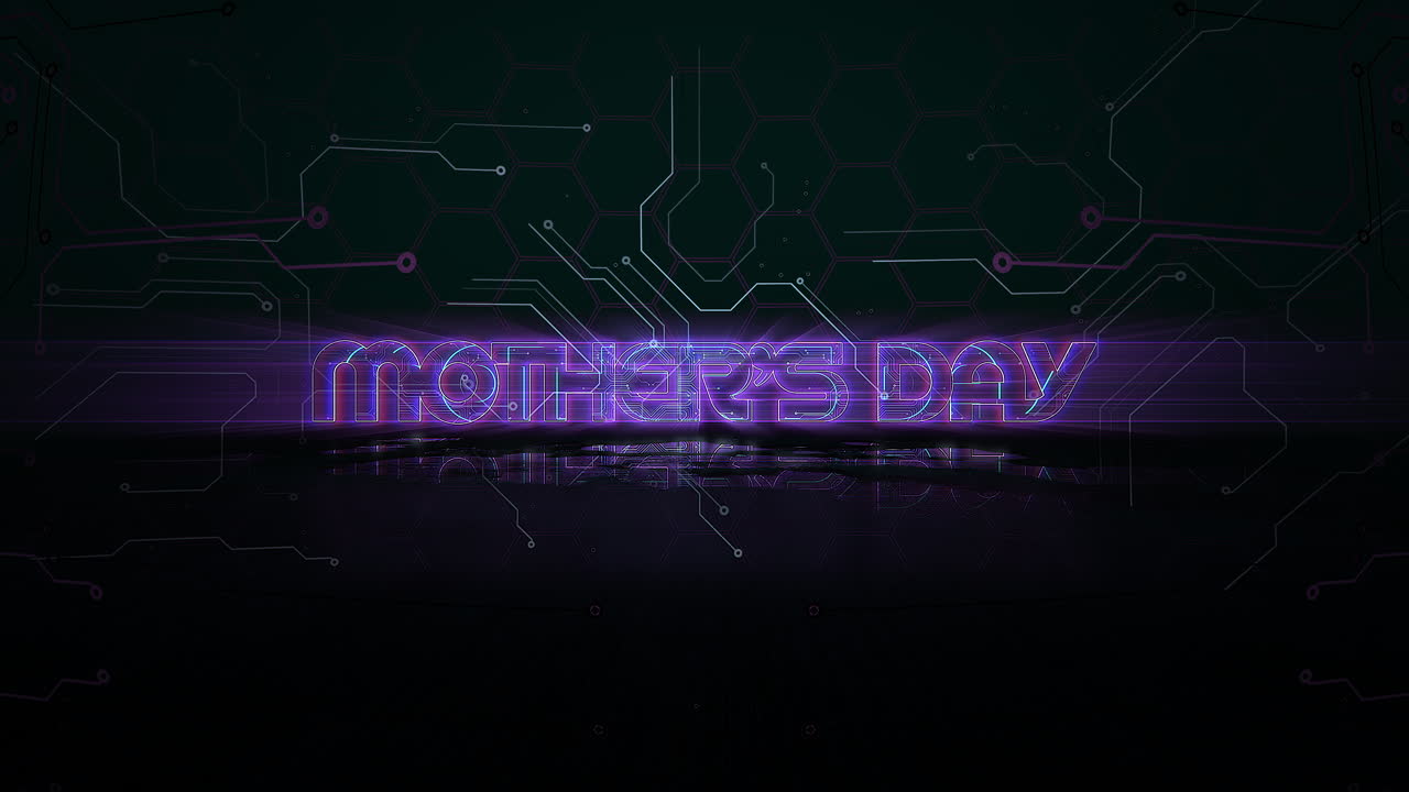 Mothers Day with computer scheme and neon text