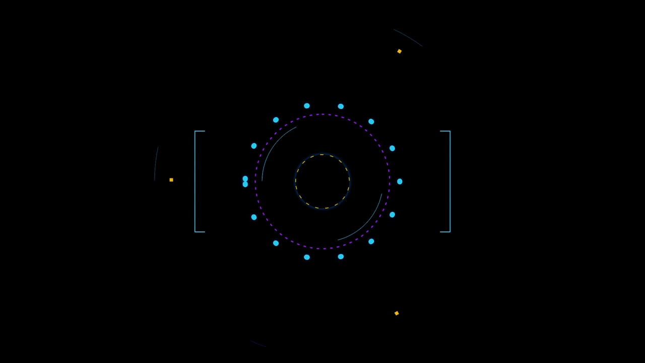 Futuristic Digital HUD Interface with Rotating Circular Elements