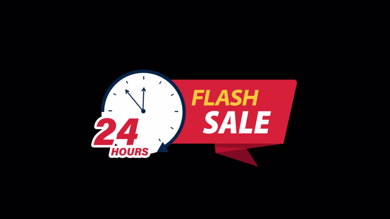 Animated 24 Hours Flash Sale Graphic with Clock