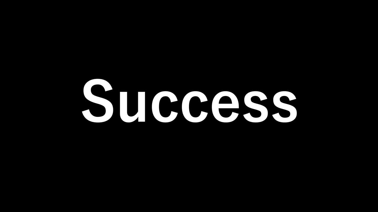 Success text animation message motion graphics