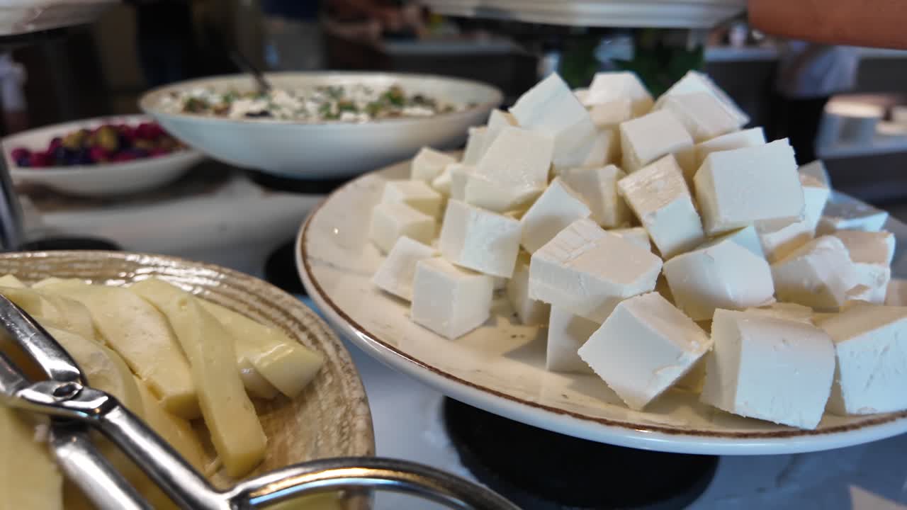 Feta Cheese Cubes at a Buffet