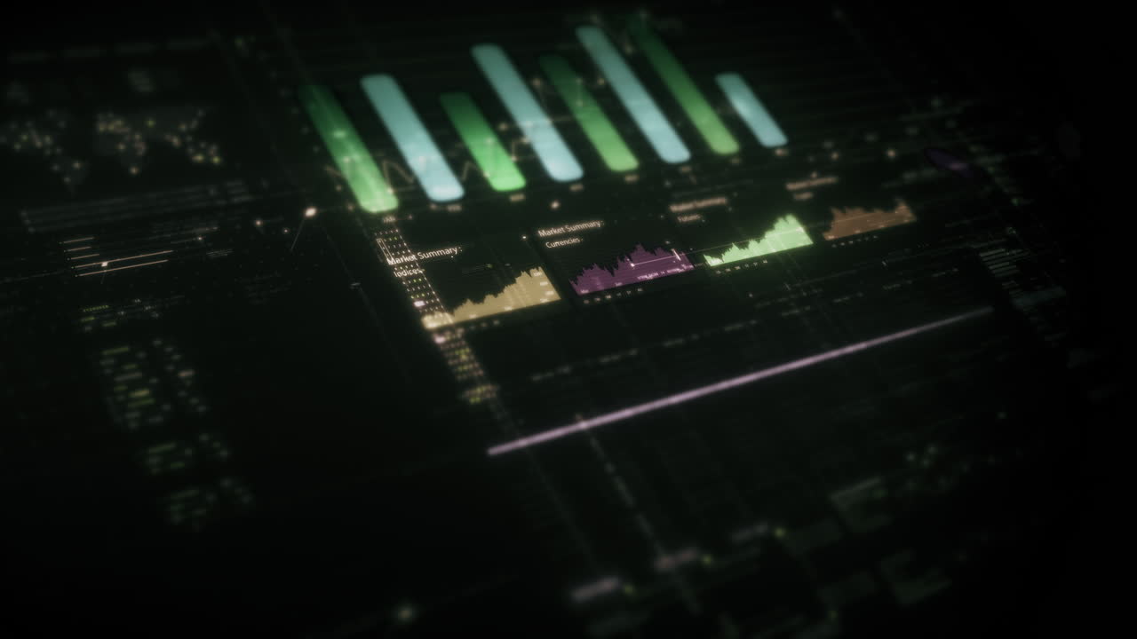 visuales de datos dinámicos para gráficos de información de negocios, gráficos animados e insights basados en datos para una maqueta de reunión de negocios. explore el mundo del comercio, las bolsas de valores y la criptografía