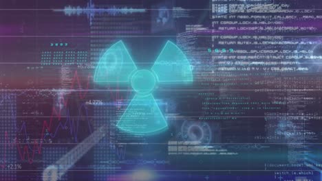 animación del símbolo nuclear sobre el procesamiento de datos