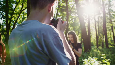 photography class in the forest