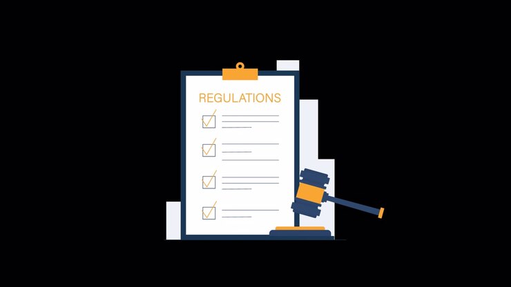 Animated Clipboard with Regulations Checklist and Gavel