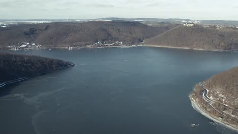 drone aerial views of the keller national park in winter