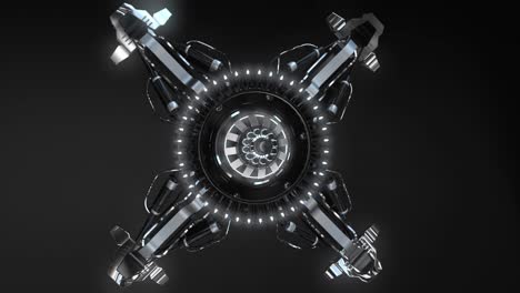 futuristic machine with rotating gears