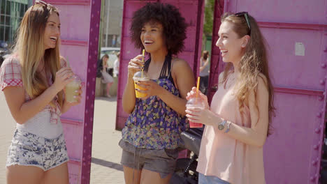 women with refreshing drinks