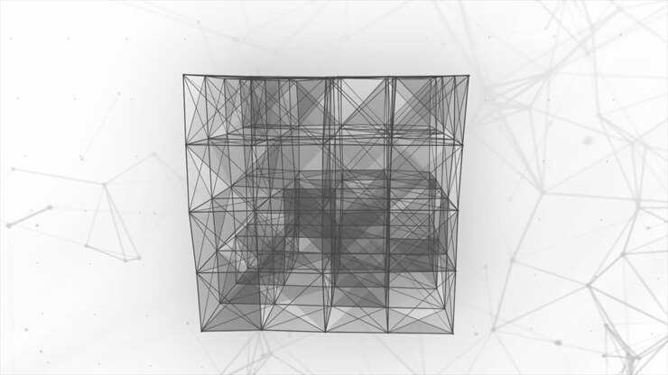 Abstract Geometric Cube Wireframe Design
