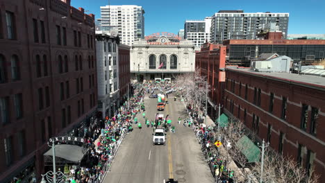 lowering drone shot above a st