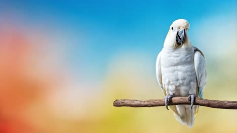 a white cockatoo parrot perched on a branch