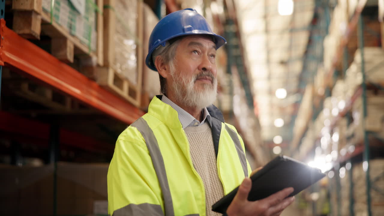 trabajador de almacén con tableta