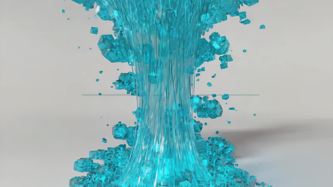 Dynamic Abstract Blue Cubes Flowing