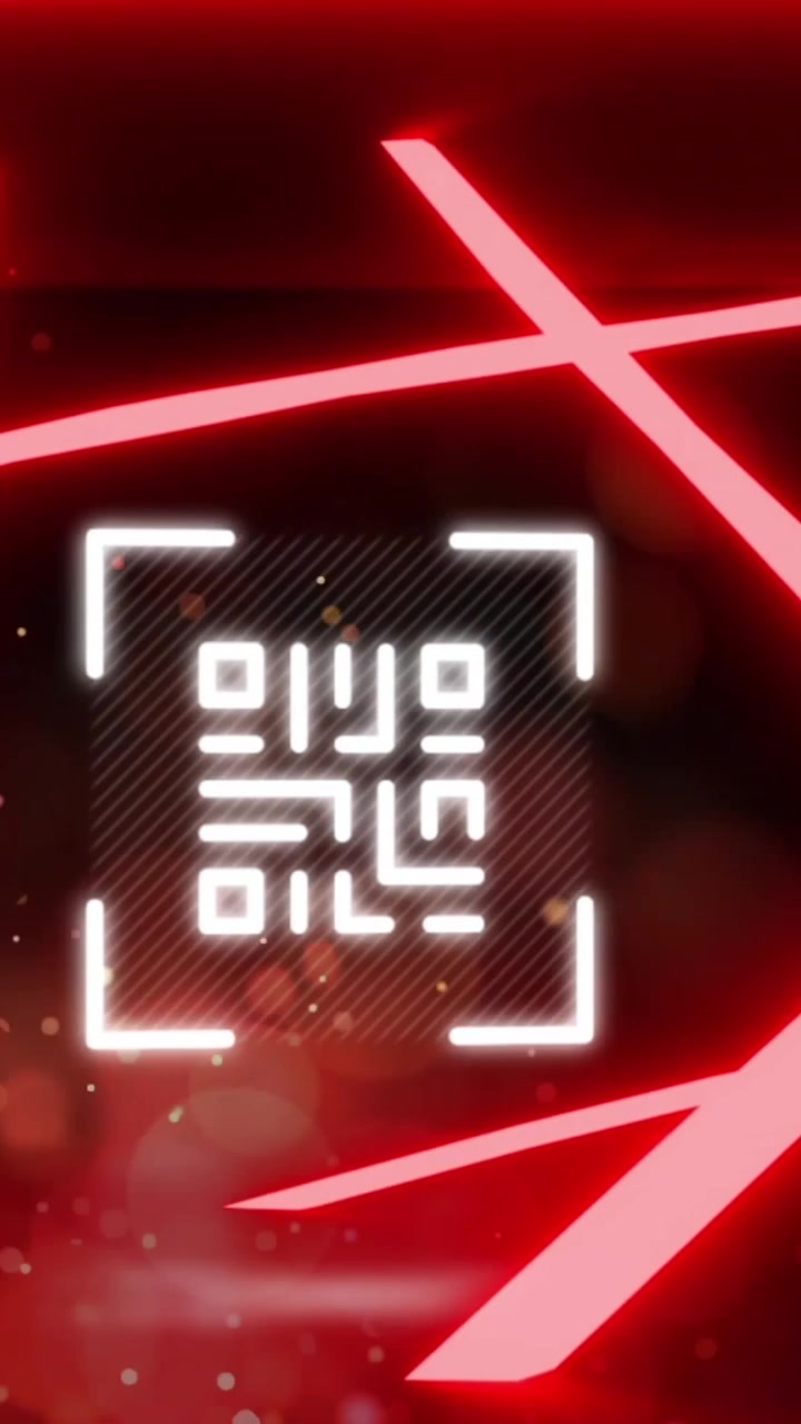 Animation of glowing qr code over neon lines
