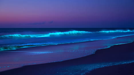 bioluminescent waves at night