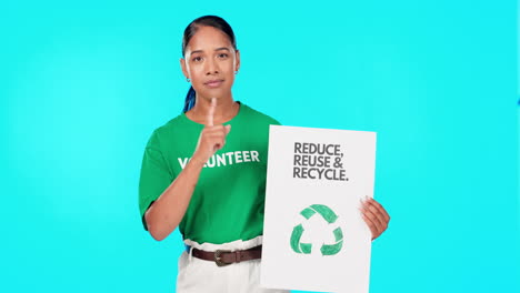 portrait, poster and recycle with a woman