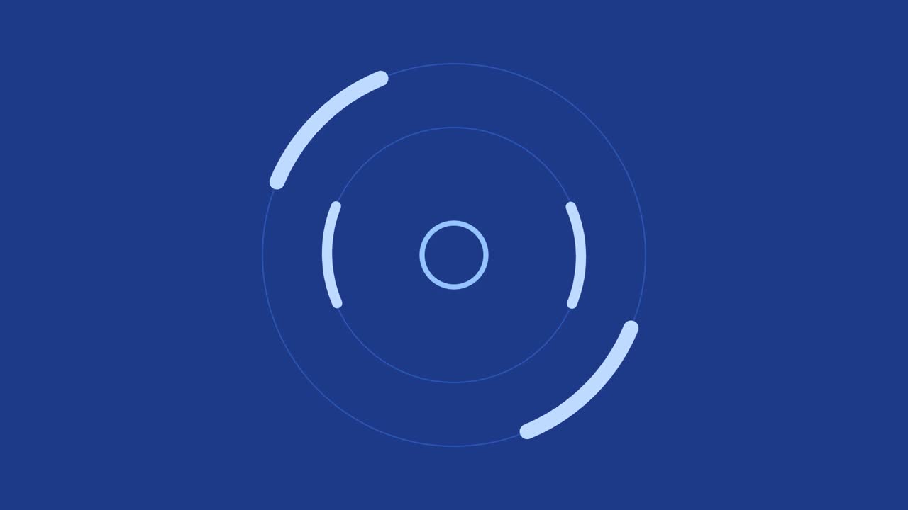 3D render of sonic wave with rotating segmented rings on blue background creating audio signal animation designed for sound visuals, motion graphics and video overlays