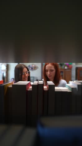 two women in a library