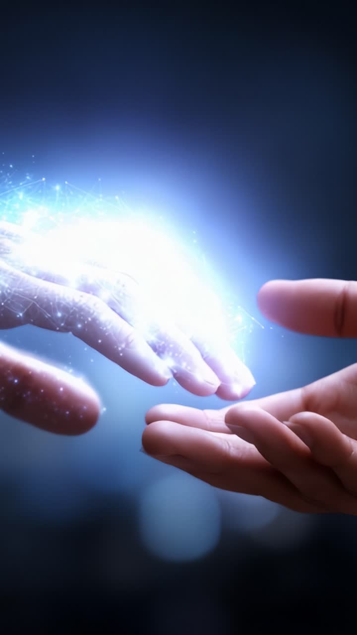 Reconectando Através da Luz: Uma Jornada Visual de Duas Mãos Diminuindo a Distância da Separação com Energia Brilhante e Faíscas de Conexão em um Reino Místico