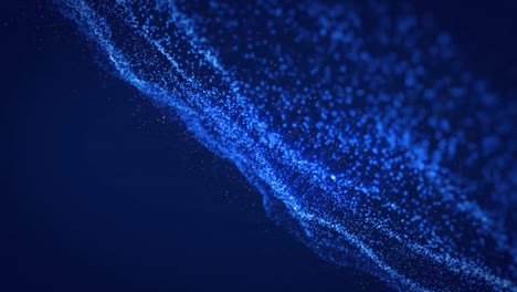 animation of 3d neon blue abstract particles moving, connecting dots on computer graphic background