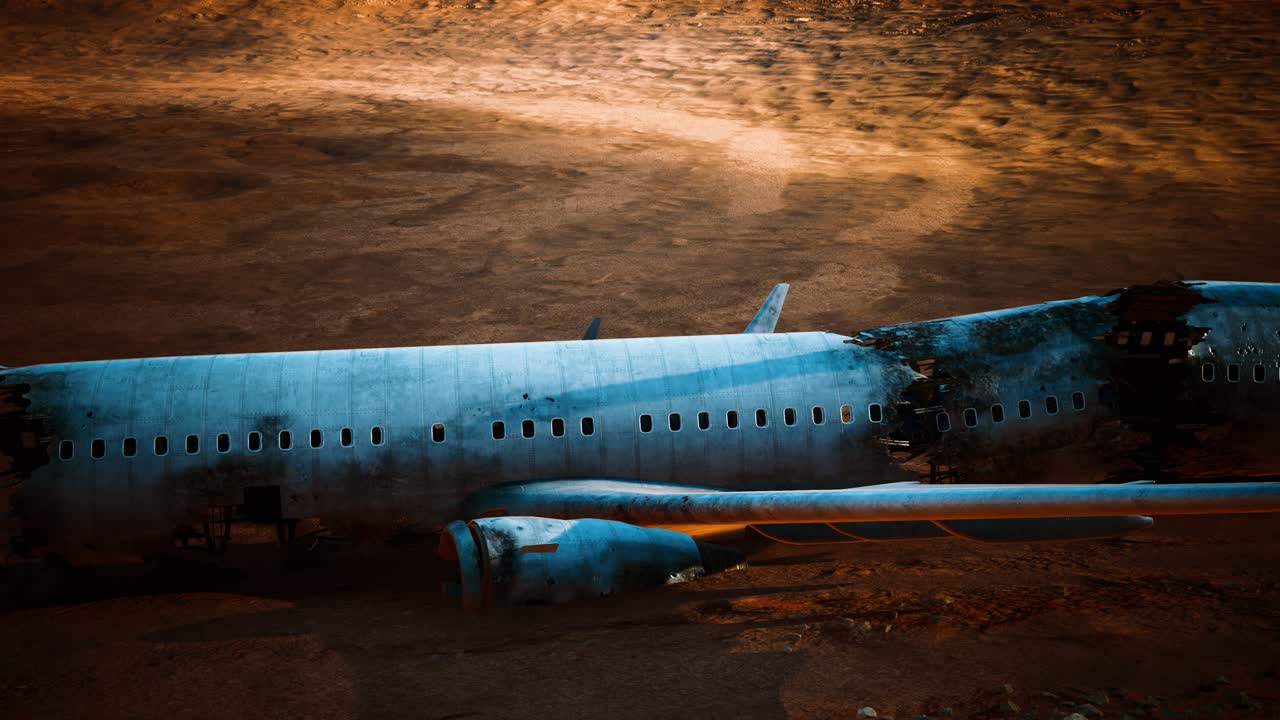 aereo distrutto abbandonato nel deserto