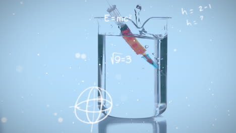 animation of mathematical equations over beaker and vaccine