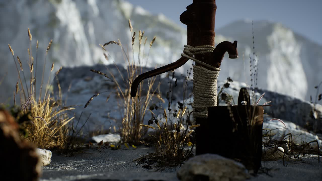 bomba de agua de mano retro oxidada