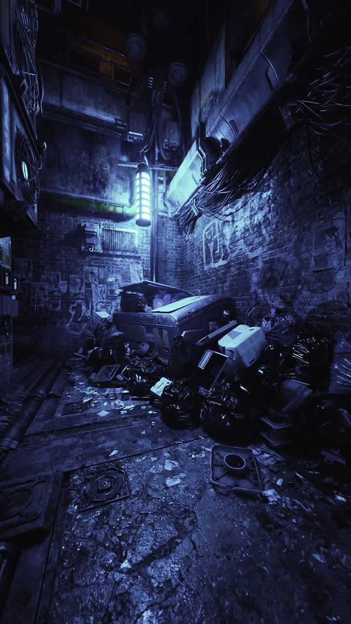 un callejón oscuro y sucio.