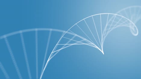 estructura de adn 3d que se forma contra un fondo azul