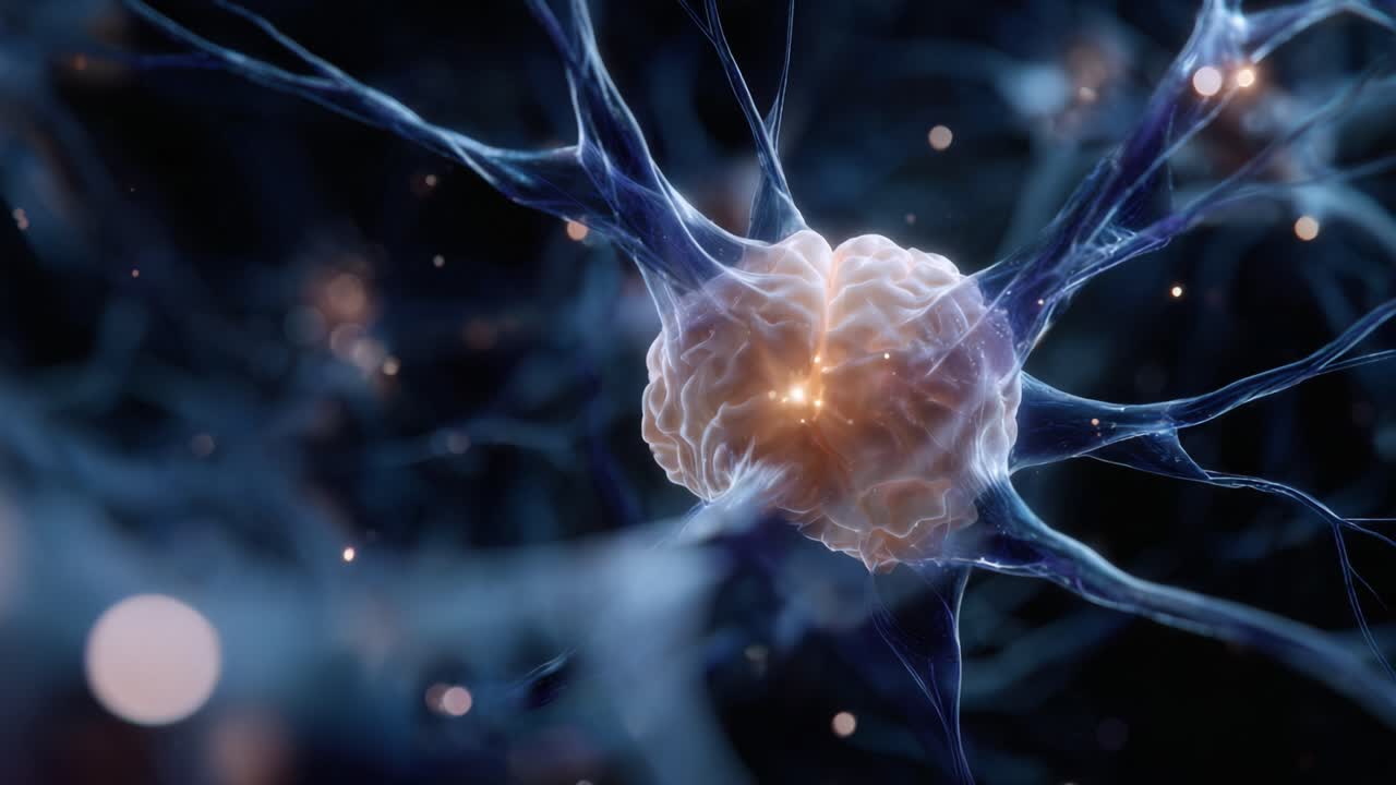 Intricate Visualization of Neurons with Glowing Synapses and Network Connections Representing the Complexity of Neural Activity and Communication in Brain Function