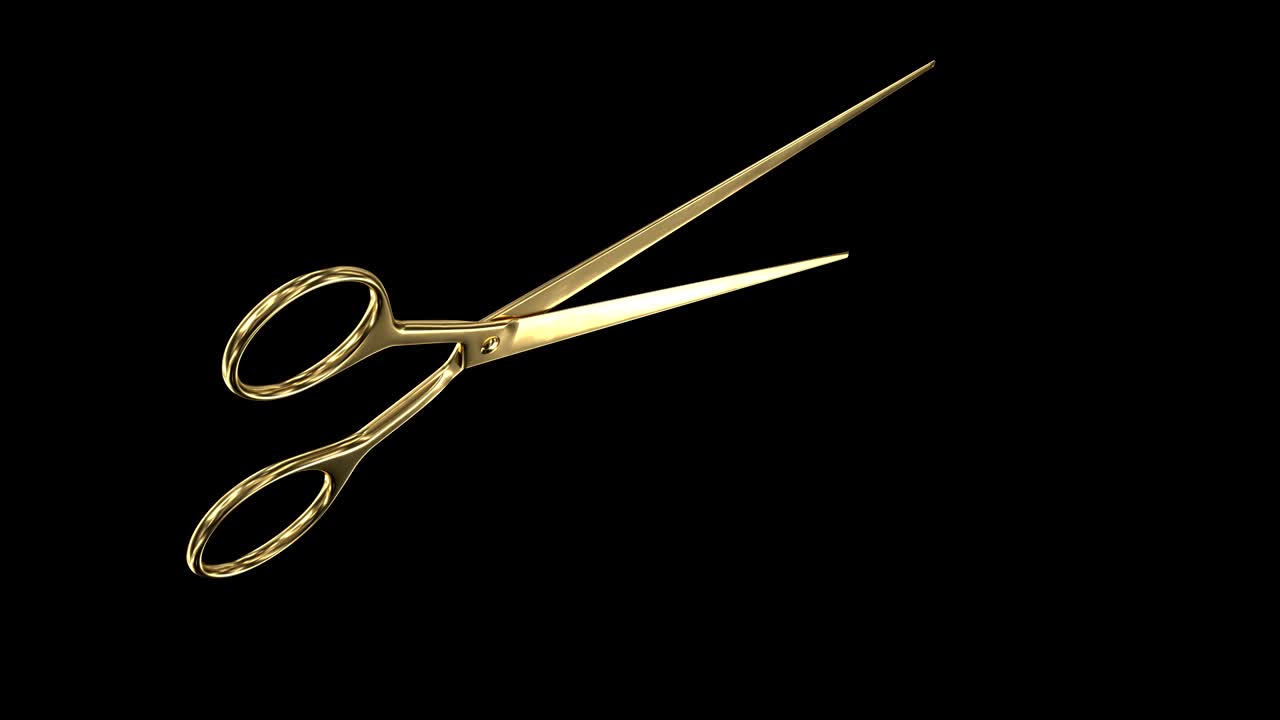 Gold scissors rotation animation