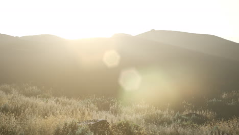 puesta de sol sobre los campos del valle