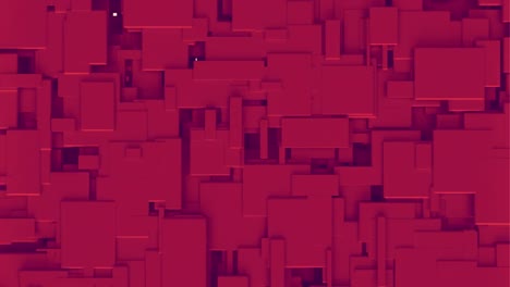 animation of red 3d blocks covering geometric figures on bright background