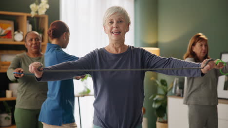 Senior Women Exercising with Resistance Bands