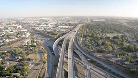 aerial view of a busy highway interchange