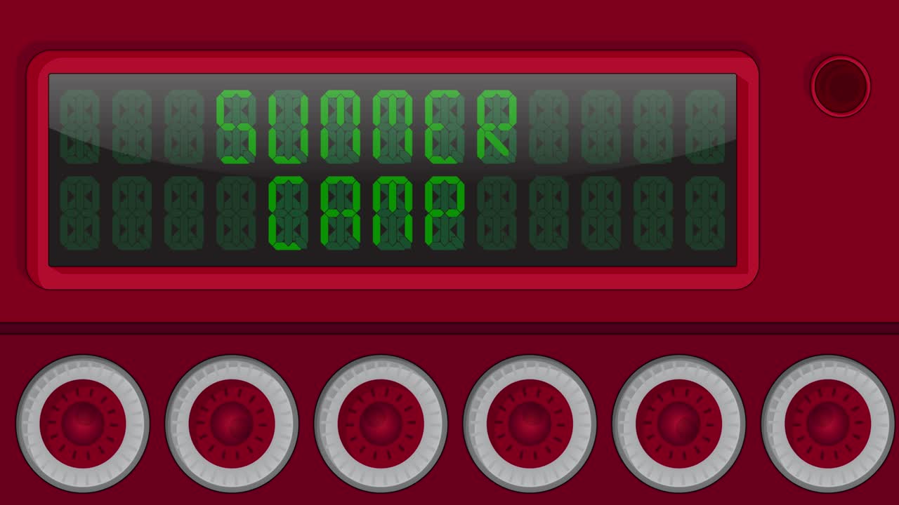 Summer Camp, text on a Digital Led Panel.